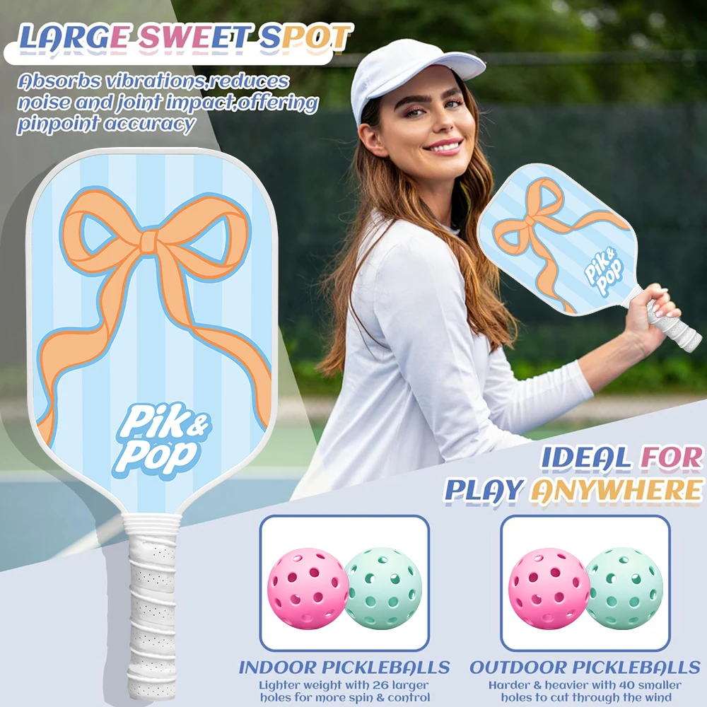 

USAPA Approved Pickleball Paddles (Set of 2) Complete Set with 4 Balls & Portable Bag Honeycomb Core for Control & Durability