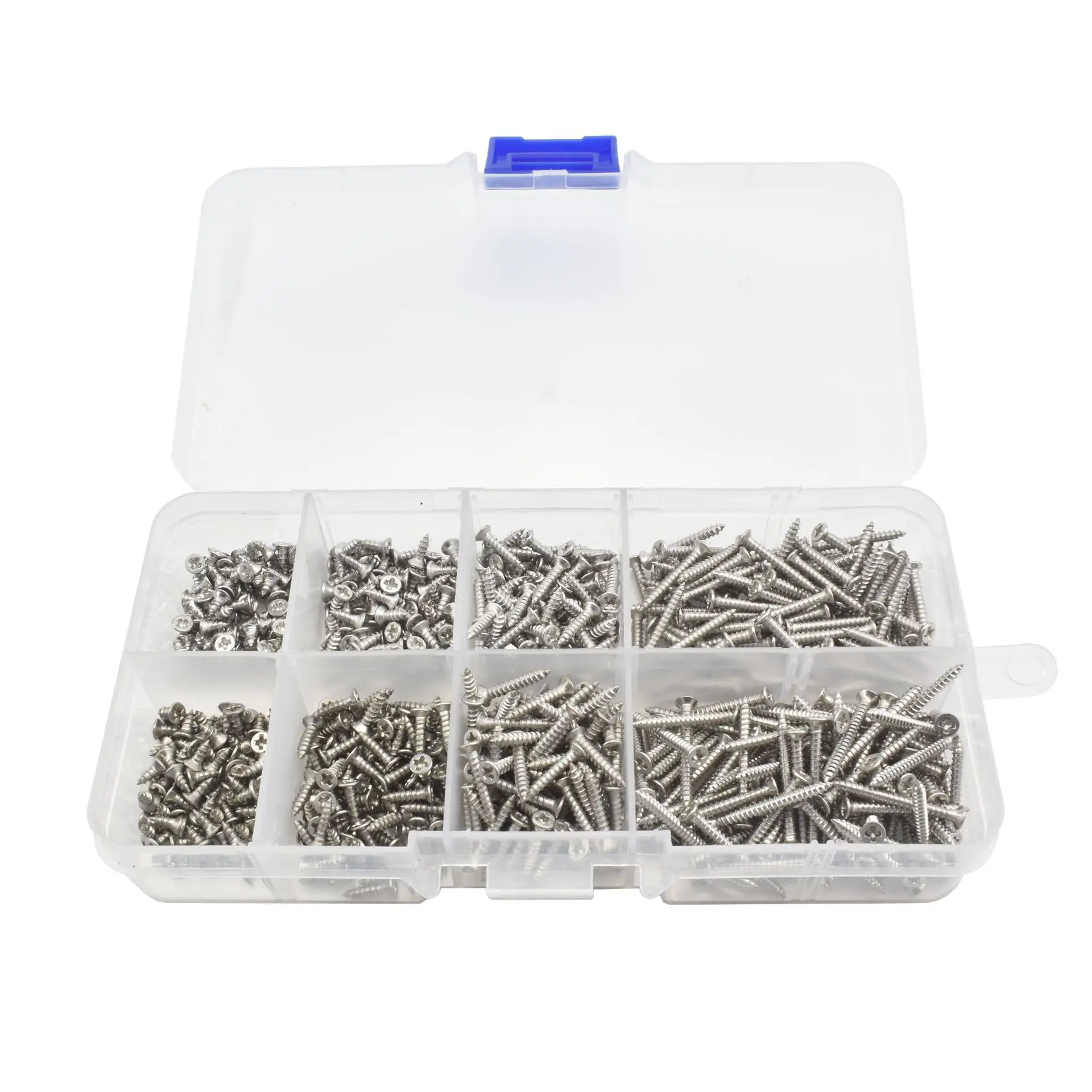 Picture 4: M2 Flat Head Self Tapping Screws, 800 Pcs Cross Drive Head Self Tapping Woodworking Fastener Screws Self Drilling Screws