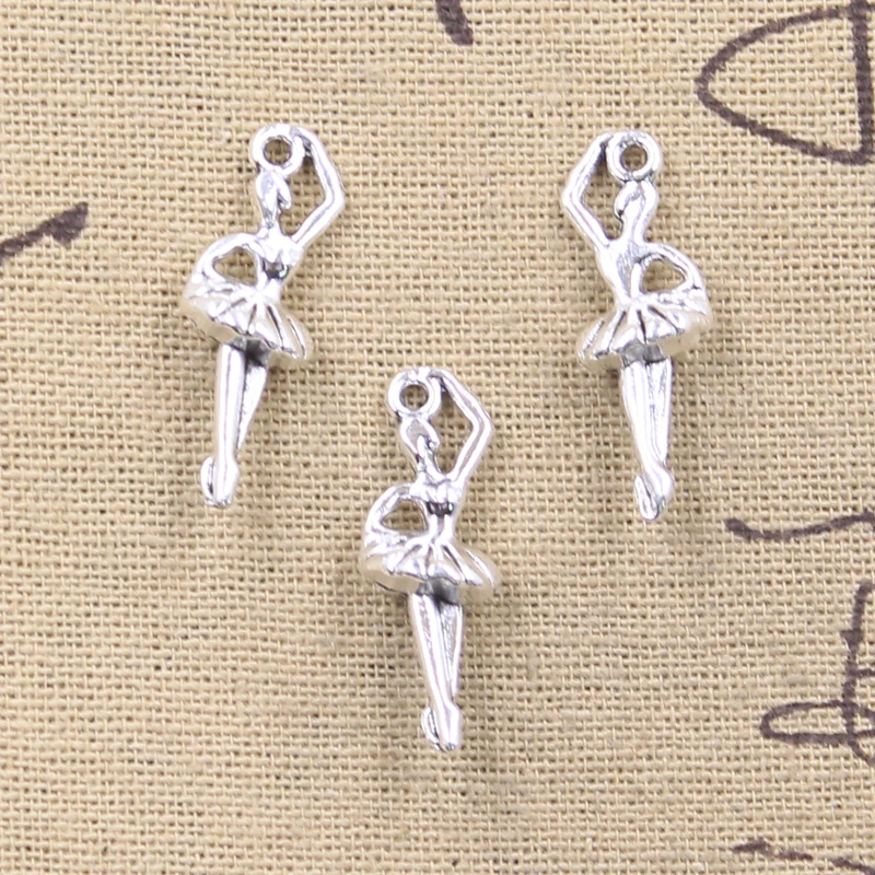 30pcs Charms Ballet Girl Dancer 26x9x7mm Antique Silver Color Pendants Tibetan Findings DIY Handmade Making Craft