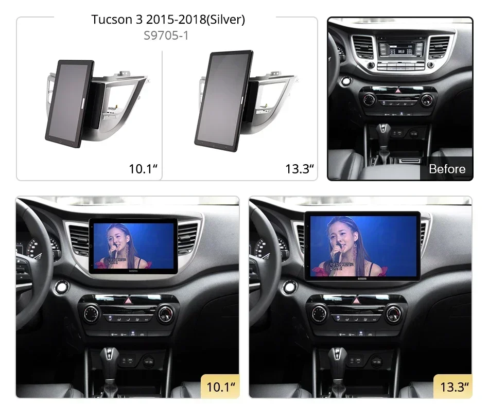 13.3 Inch 1920*1080 Ownice Android10.0 for Hyundai Tucson 3 2015 - 2018 Car Radio Auto Multimedia Video Audio Auto Rotatable