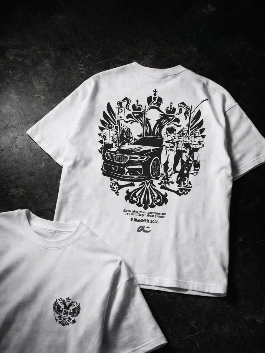 Men The Spirit Of The Street Russia Crew Car Eagle Crown Graphic T Shirt Street Gang Style Print Short Sleeve Cotton Casual