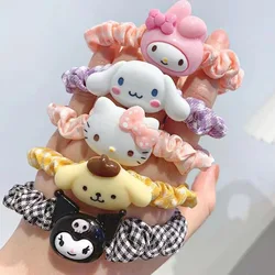 Kawaii Sanrio Hair Ties Hello Kitty My Melody Kuromi Hair Rope Anime Hair Ring Ornaments Cartoon Accessories Girls Birthday Gift