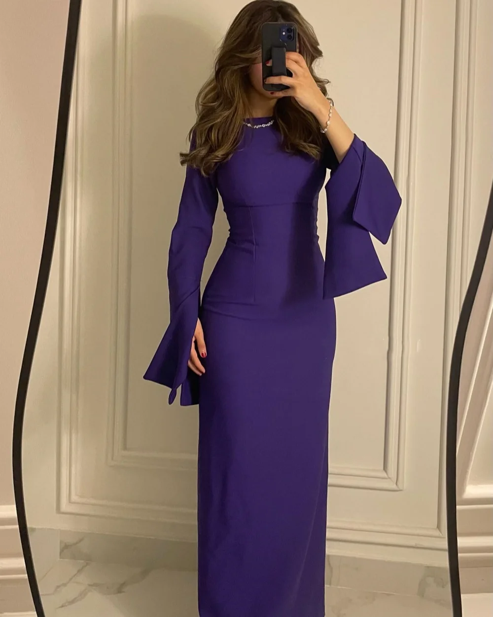 Robe de Bal Mi-Longue en Jersey Pastrol Personnalisée, Ligne A, Col Rond, Unisexe, Style Chinois, Formelle, Décontractée, Simple, Rétro, Mode Indépendante