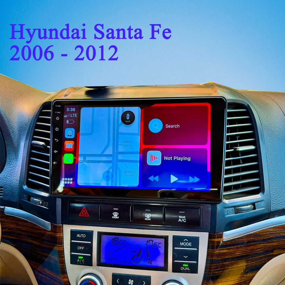 Car Auto GPS Navi Monitor Audio Video A/V Headunit PC Tablet DVD HU For Hyundai Santa Fe 2006 - 2012 4G Lte WiFi Carplay Auto