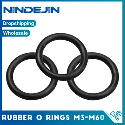 NINDEJIN 5-100pcs Black Rubber O Rings M3-M60 Washer Gasket Sealing for Automobiles Plumbing Faucet Water Air or Gas Repair