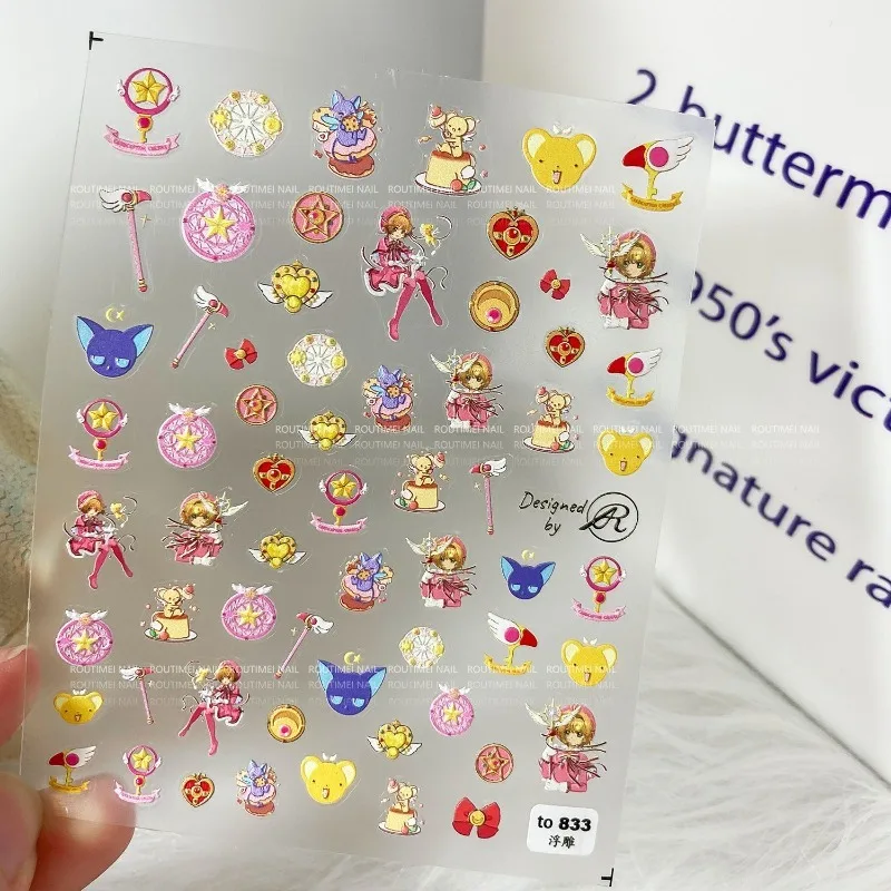 Sailor Moon-pegatinas para uñas Tsukino Usagi Mizuno Ami, periférico de animé, serie de dibujos animados, accesorios de respaldo adhesivo impermeable