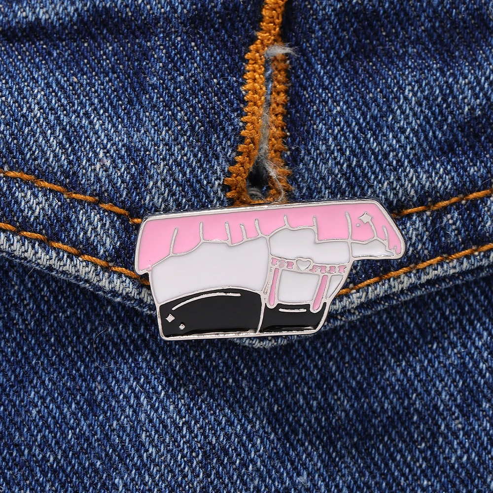 Pretty Pink Short Skirt Pins Black Suspender Socks Enamel Brooches For Women Girls Gift Cheap Jewelry Wholesale view 2