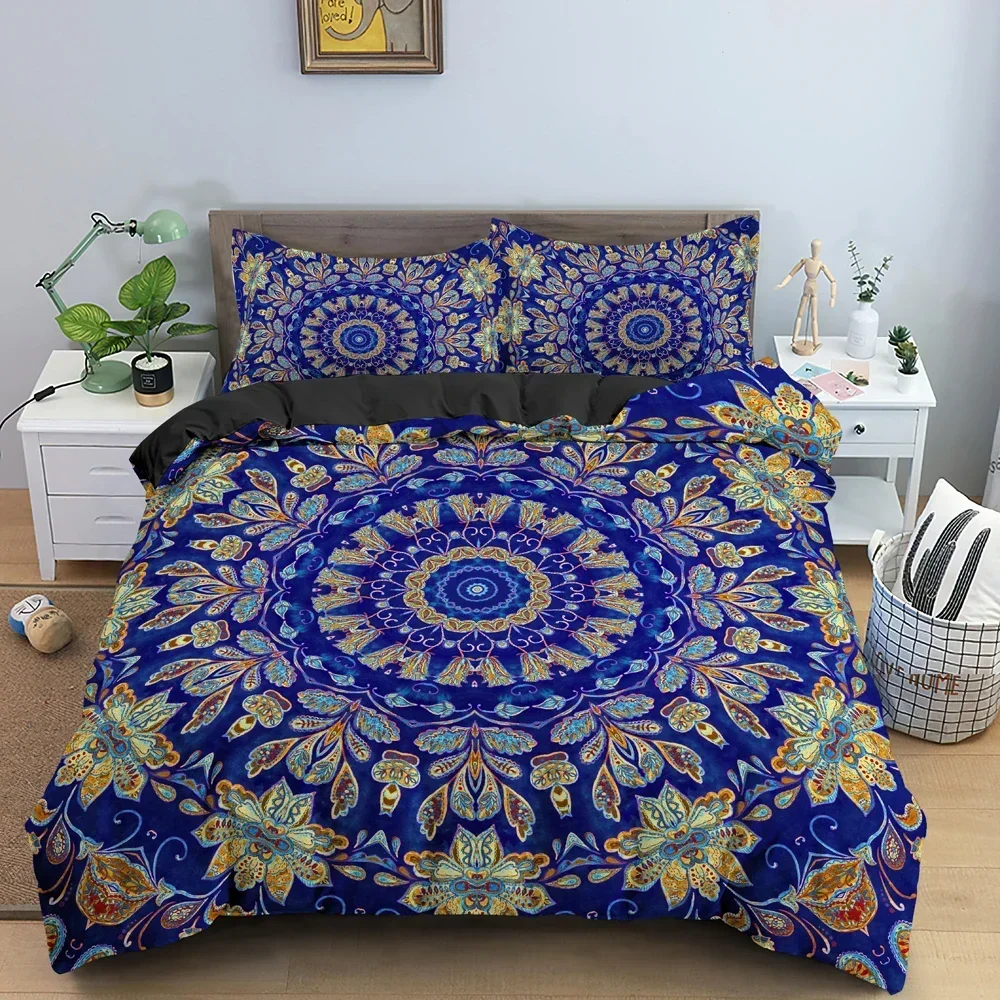 

Ethnic Mandala Flower Bohemian Style Bedding Set Single Twin Double Queen King Cal King Size Bed Linen Set