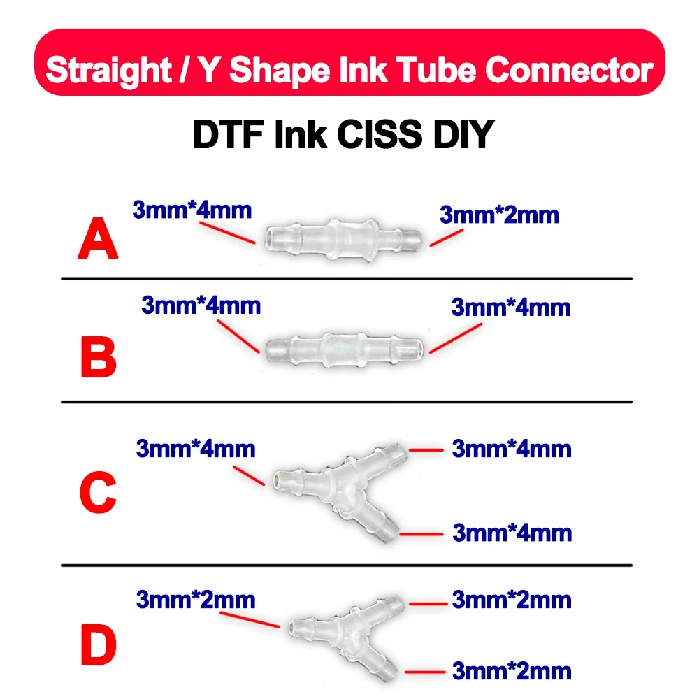 15pcs Eco solvent Straight / Y shape ink tube connector for flatbed  inkjet printer DTF Ink CISS DIY