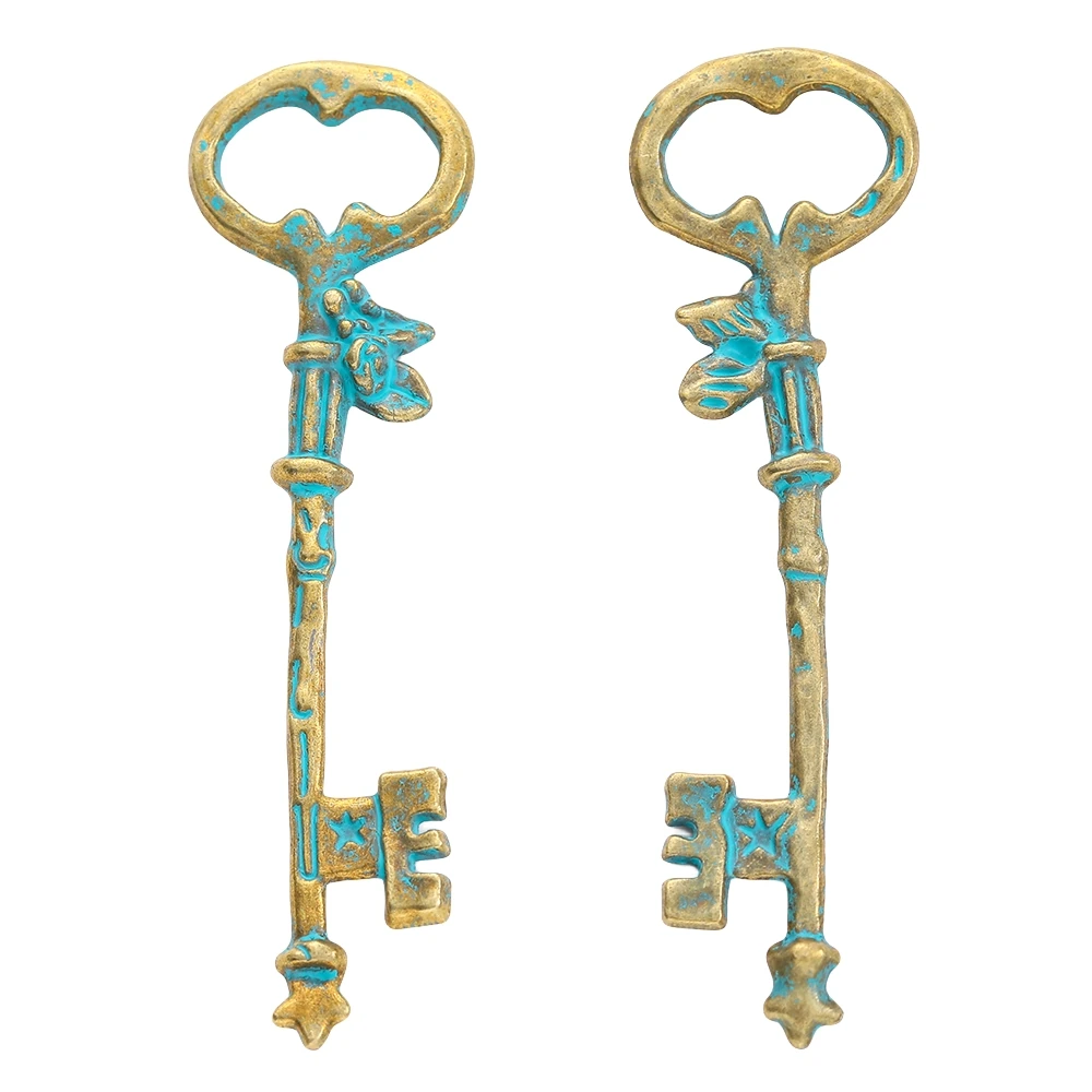 قفل مفتاح سحر سبيكة الزنك خمر ، قلادة معدنية ، إكسسوارات صنع المجوهرات ديي ، 5 ،