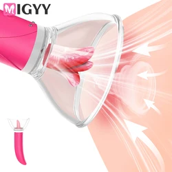 Tongue Licking Vibrator Sex Toys for Woman Vacuum Cup Pump Inhale Labia Breast Inhale Enlarge Massage Sucker Pump Vibrator