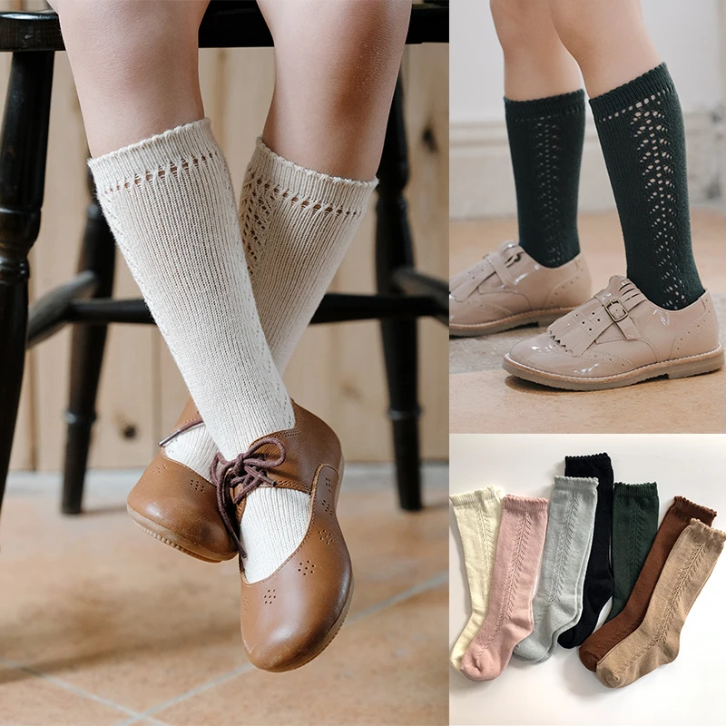 1 Pairs 100% Cotton Kids Knee High Socks Baby Girls Boys Spring Autumn Cotton Mesh Breathable Hollow Out Long Socks 0-8 Year