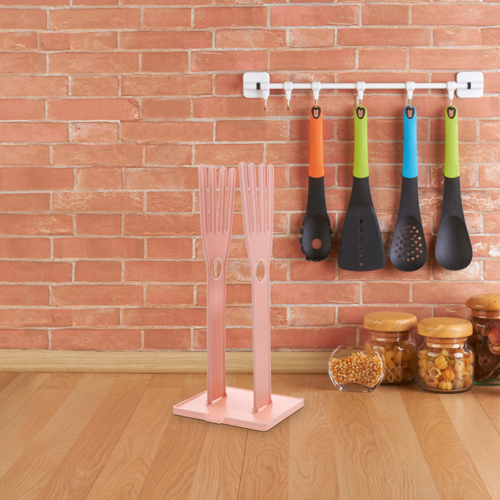 

2Pcs Glove Drying Rack Kitchen Sink Holder Pink Blue Detachable Design Multi Functional Gloves Sponge Dishcloth ganizer