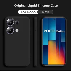 Caso de luxo poco m6 pro capa para xiaomi poco m6 pro fundas coque original silicone líquido macio caso traseiro poco m6 pro 4g