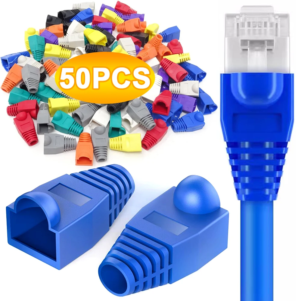 Universal RJ45 Boot Cover Cat5 Cat6 Cat6A Ethernet Network Cable Strain Relief Boot Cable Connector Plug Cover Protective Seelve