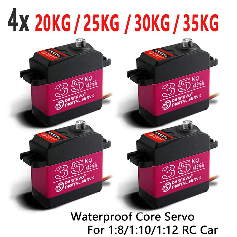 4 X Waterproof Servo 20Kg 25Kg 30Kg 35Kg and High Speed servo Pro Metal Gear Digital Servo Baja Servo For 1/8 1/10 Scale RC Cars