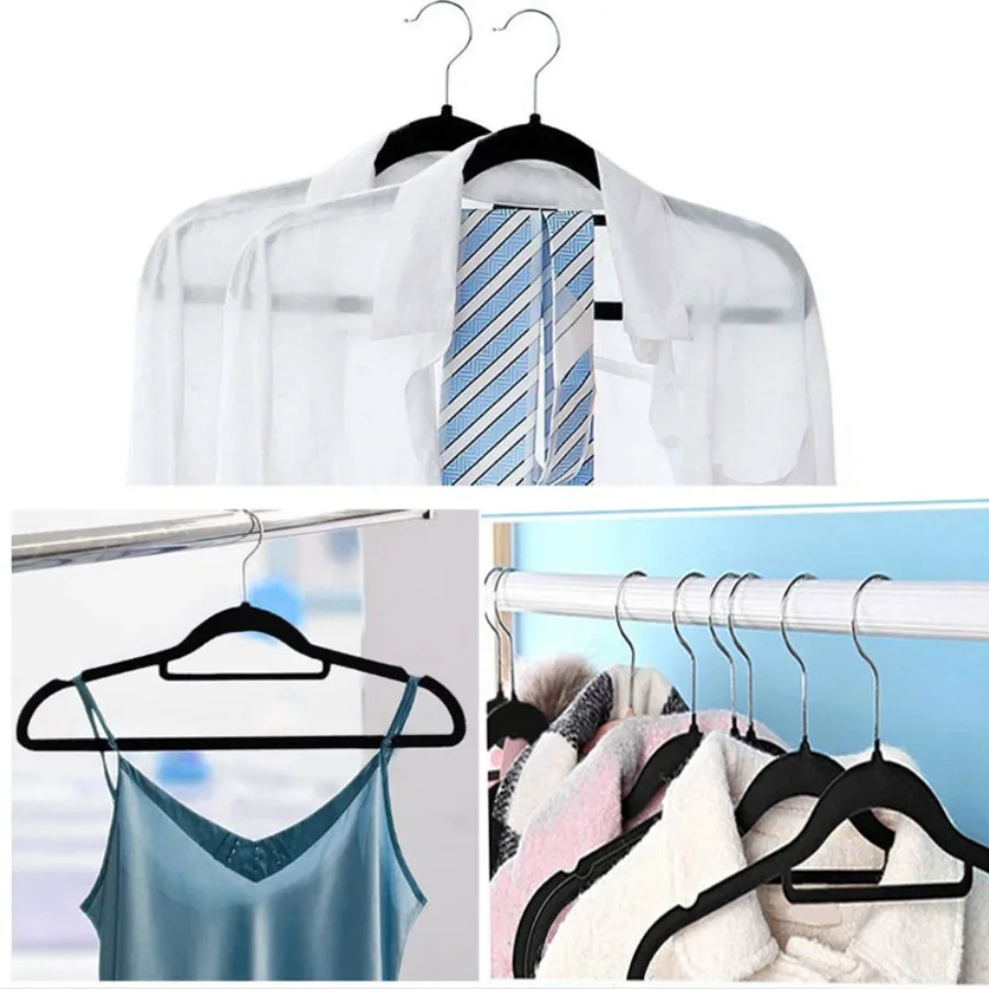 5pcs Clothes Coat Velvet Hangers Non Slip Luxury Flocked Trouser Trouser Skirt Hanger Closet Storage Hook