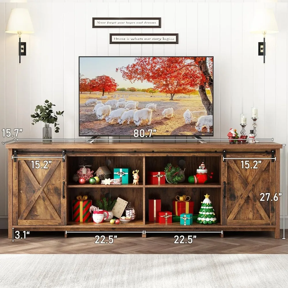 حامل تلفزيون ريفي كبير مقاس 80 بوصة للتلفزيونات مقاس 90 بوصة - مركز ترفيهي مثالي لغرفة المعيشة #2