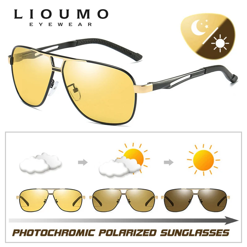 

LIOUMO Classic Photochromic Sunglasses Men Polarized Day Night Driving Glasses Women Chameleon Anti-Glare gafas de sol hombre