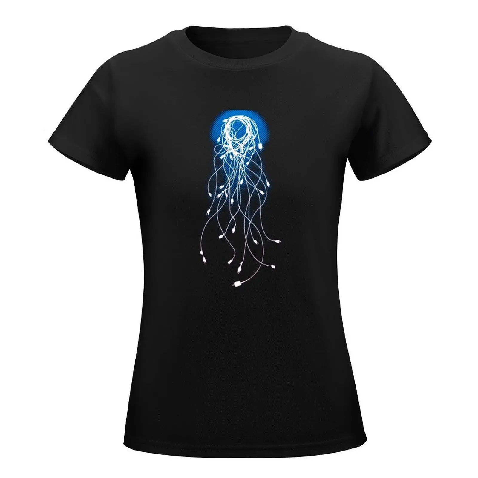 Electric Jellyfish Cable T-Shirt female summer top hippie clothes funny t-shirt dress for Women plus size sexy