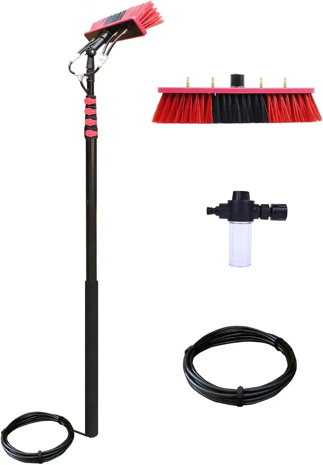 Cleaning Water Fed Pole Brush Kit with Soap Dispenser Telescopic Extendable Solar Panel Washing Tool