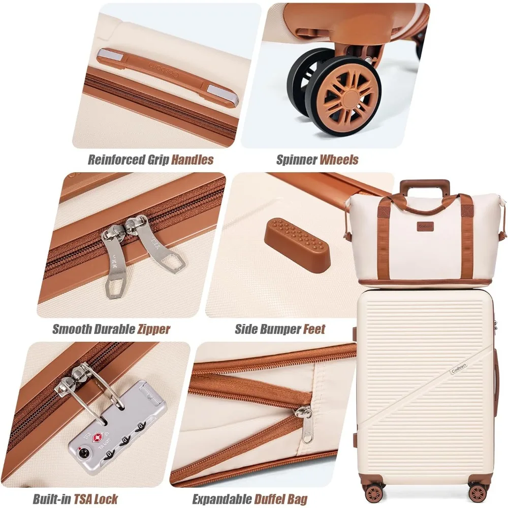 Lightweight ABS 20 Inch Carry-On Luggage with Wheels, Airline Approved, 22x14x9 Inches, Ideal for Travel Suitcases