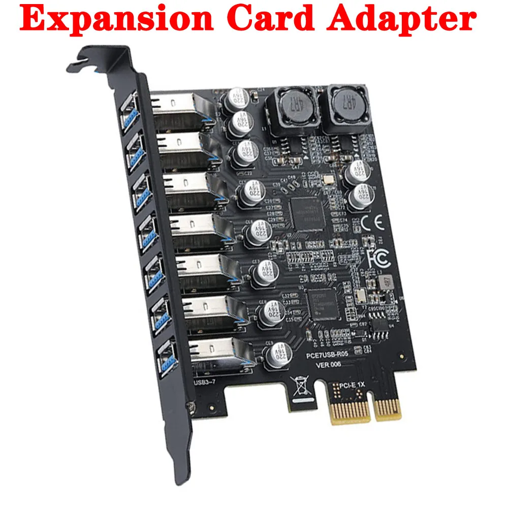 

RENESAS USB 3.2 GEN1 Expansion Card Adapter 7 ports To USB Controller 7 port TYPE-C/19Pin PCI Express 1 Connector