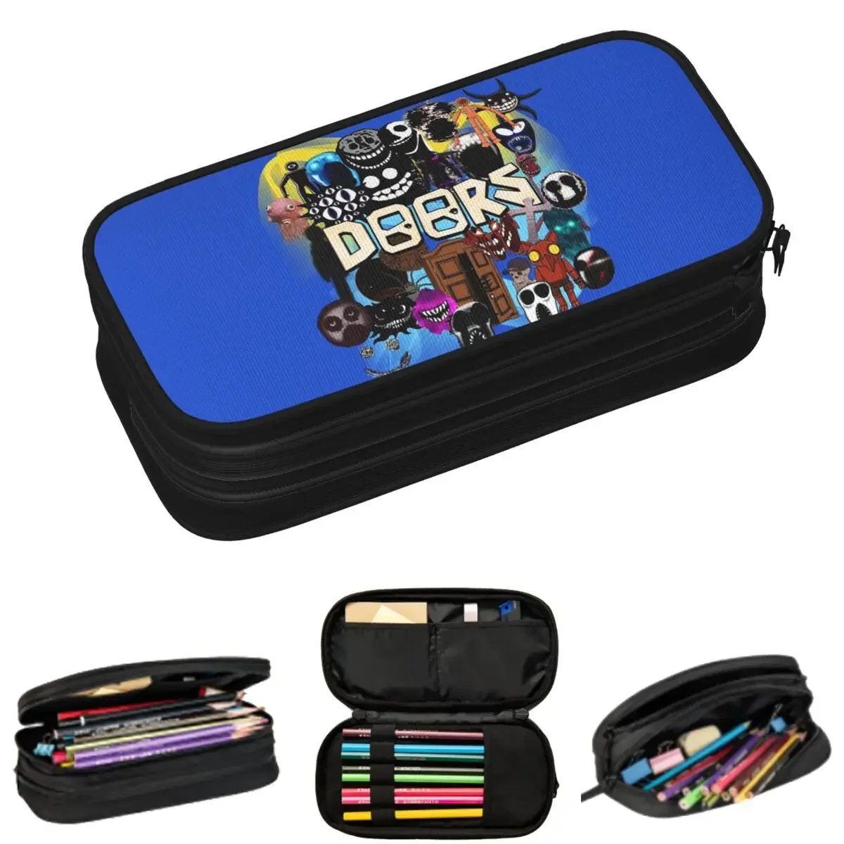 

Doors All The Entities New Doors Game Update Pencil Cases for Students Pen Box Pencil Bag Big Capacity Pencil Pouch Storage