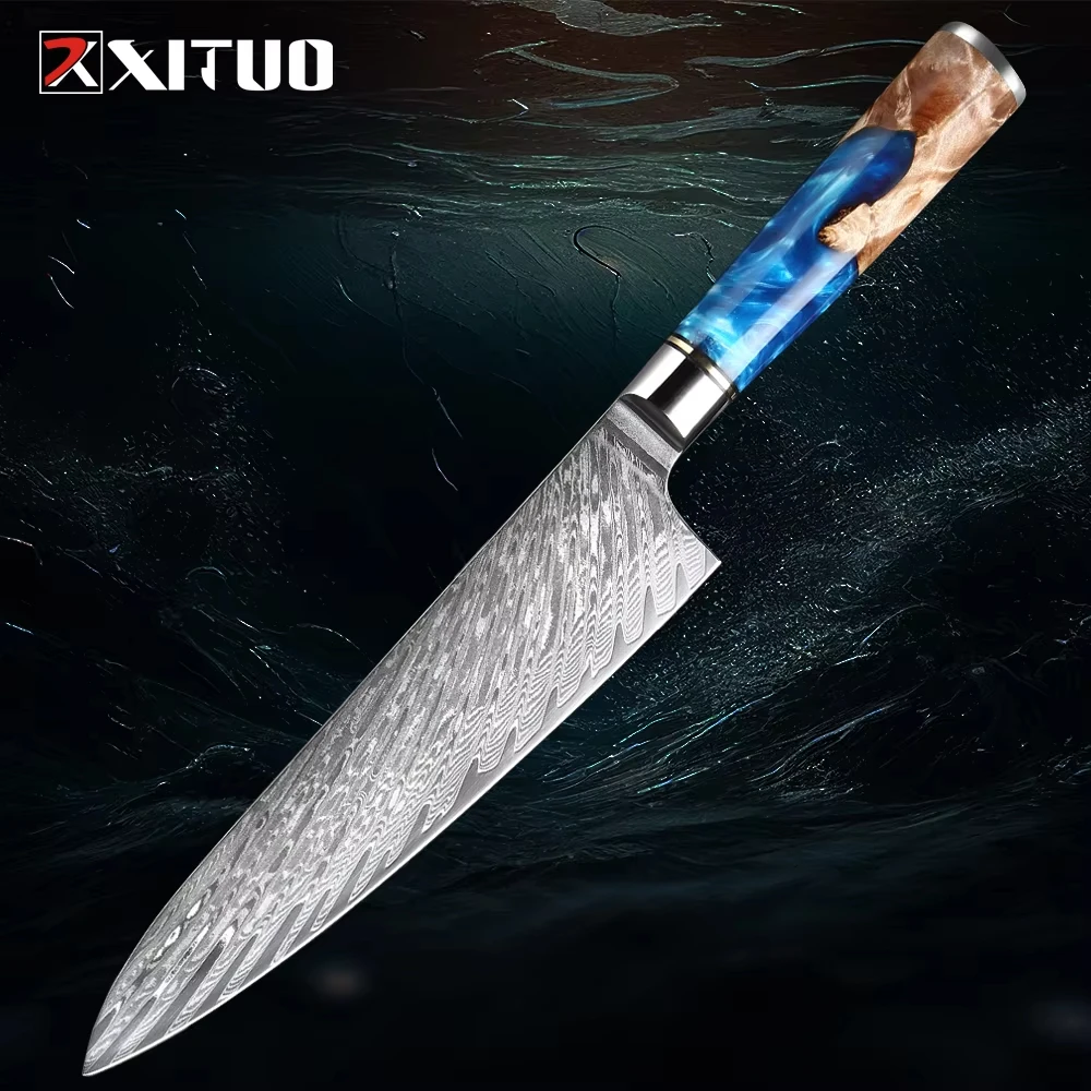 Japanese Damascus Chef Knife 8 inch 67 Layer Damascus Steel VG-10 Kitchen Knife Pro Sharp Cooking Knife for Meat Vegetable
