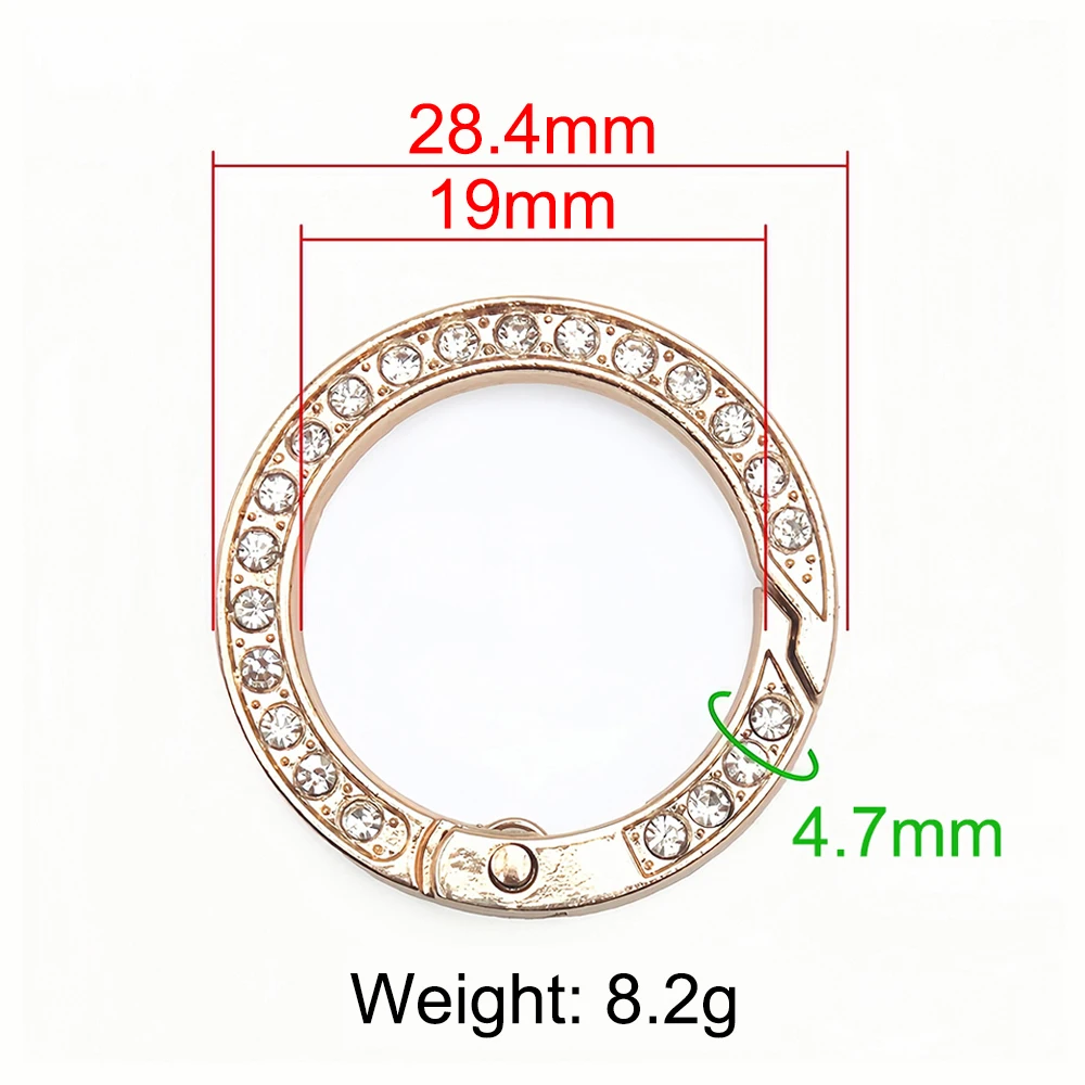 3 Stück Kristall-Strass-Feder-O-Ring-Verschluss Runder Schlüsselanhänger Modischer Schlüsselring für DIY-Taschen, Autoschlüsselanhänger, Schmuckzubehör – Detail 7