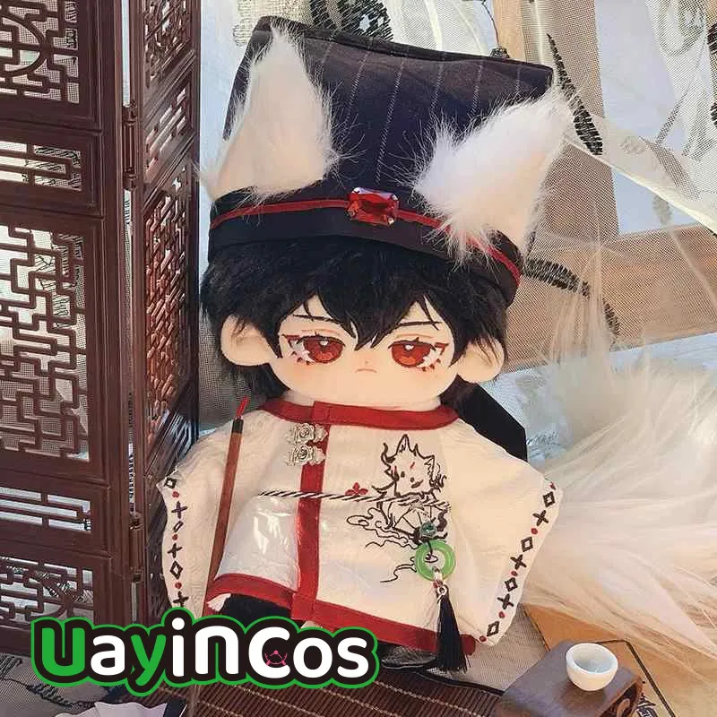 20cm Doll Clothes Fox Scholar Hat waistband Tail Ancient Hanfu Suit Stuffed Plushies Plush Doll Accessories Anime Toy For Kids