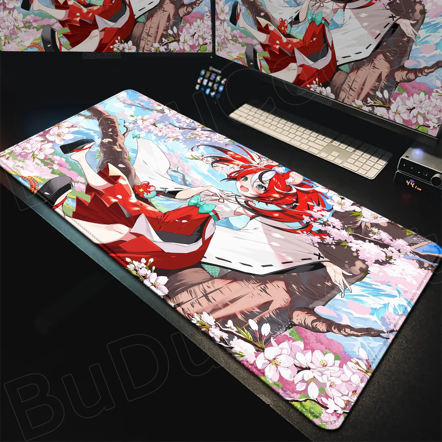 Kawaii Anime Girl Hololive Hakos Baelz Mauspad, groß, rutschfest, für Computer, Tastatur, Laptop, Gaming-Zubehör, XXL-Teppich – Detail 6