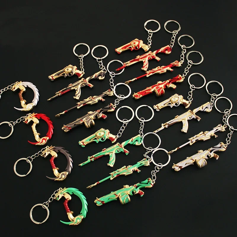 5-9cm Valorant Melee Reaver Weapon Model Keychain for Men New Series Skin Metal Key Ring Finder Fans Collection Decor Jewelry