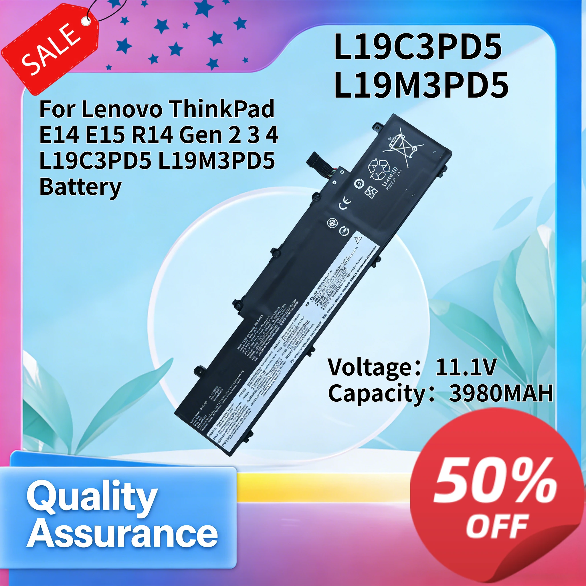 

L19C3PD5 L19M3PD5 3980mAh 11.1V High Quality Laptop Battery Compatible with Lenovo ThinkPad E14 E15 R14 Gen 2 3 4