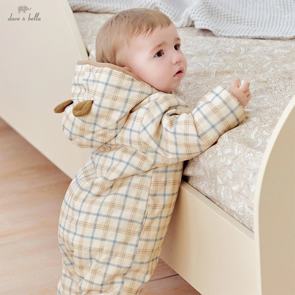 

Dave Bella Baby Jumpsuit Autumn Winter Newborn Creeper Boys Warm Plush Cartoon Romper Outerwear Children Casual Hooded DB4254095