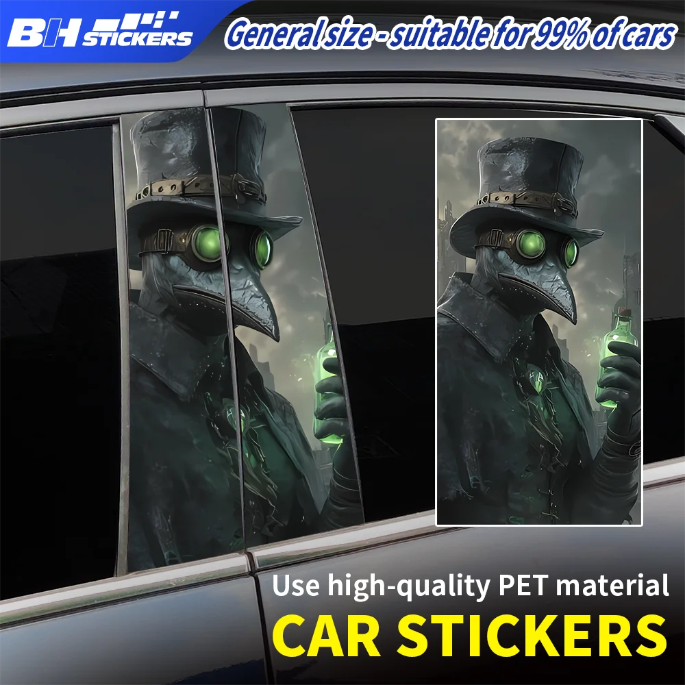 

Plague Doctor Car Sticker B-Pillar Gothic Steampunk Decal Waterproof Vinyl Raven Bird Mask Dark Art Auto Decoration Accessories