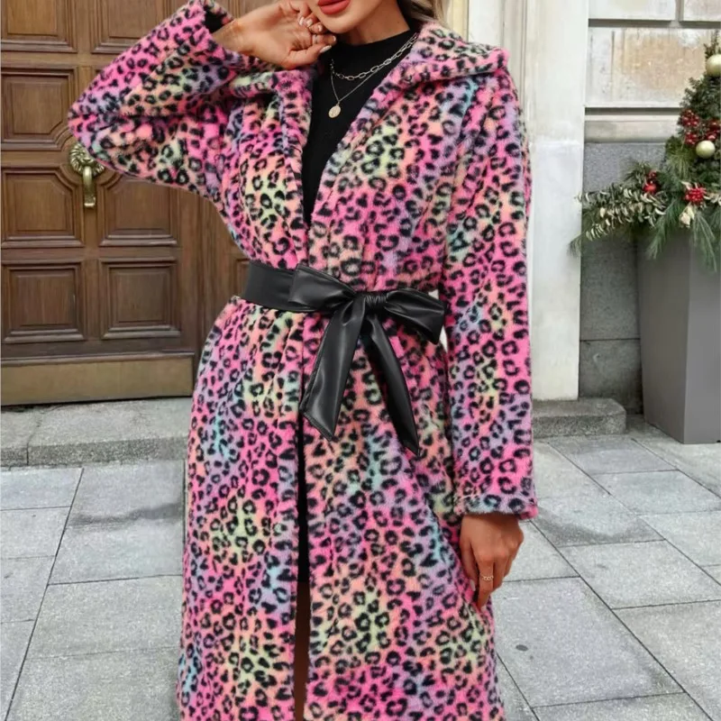 2025 inverno engrossar jaquetas quentes alongar casacos de pele casacos macios jaqueta outerwear retro das mulheres natal pele do falso jaqueta leopardo