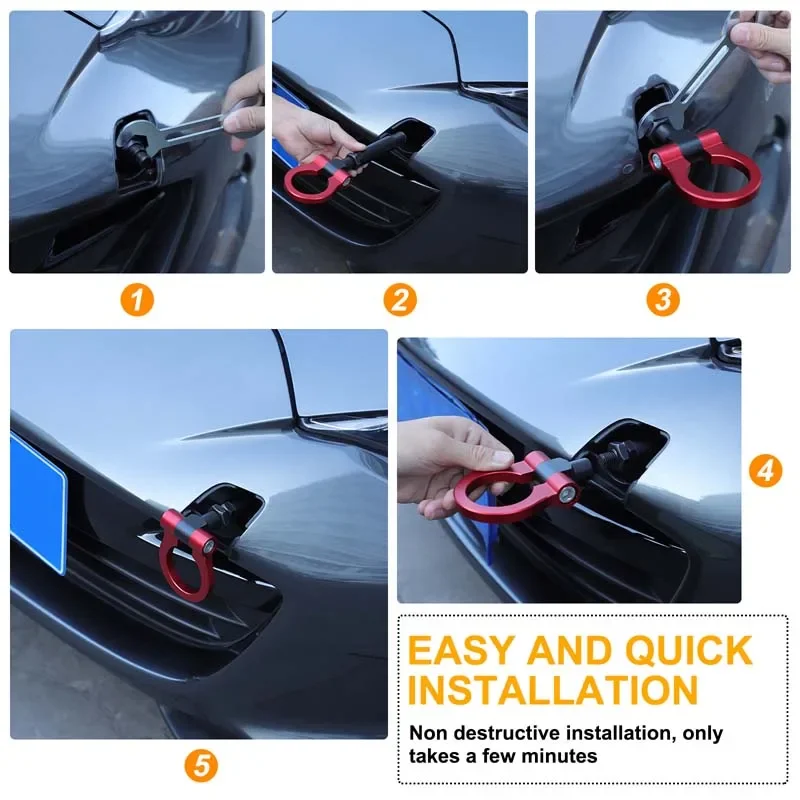For 2016-2025 Mazda MX-5 ND aluminum alloy black car front bumper trailer vehicle towing hook sticker modification accessories