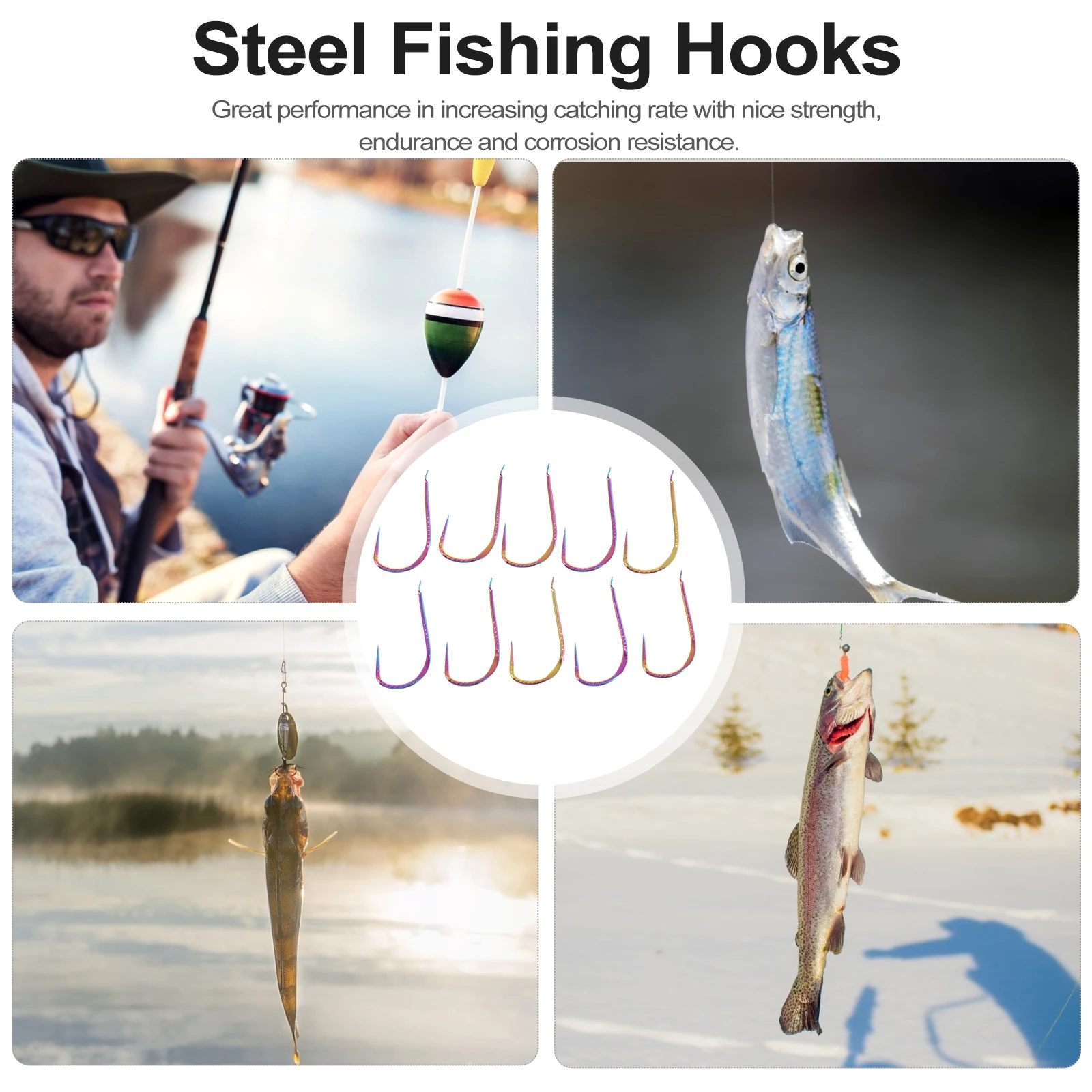 

30pcs Circle Hooks Carbon Steel Fishing Lure Saltwater Round Offset Barb High carbon Hook Point Fish Mortality Performance