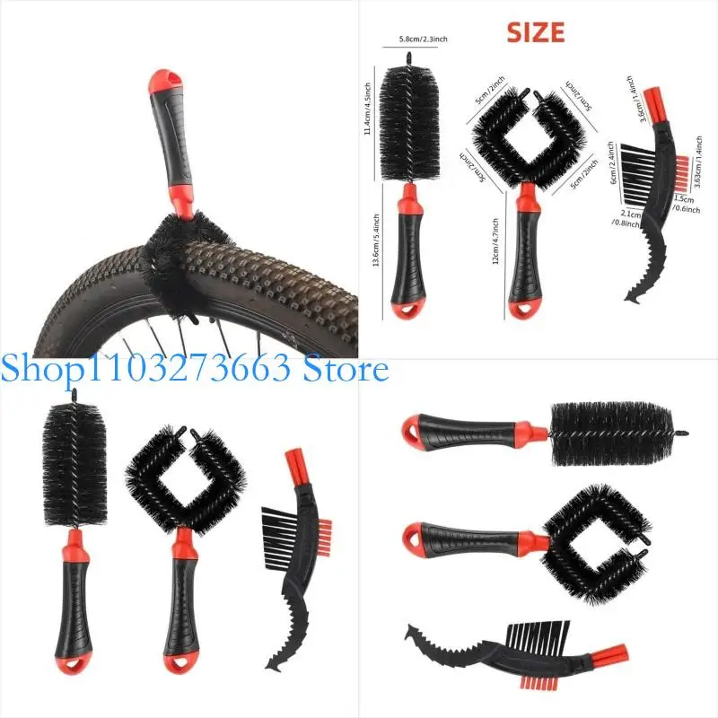 

R6FE 3pcs Bicycles Cleaning Brushes Portables Cycling Cleaning Brushes Scrubbers Tool