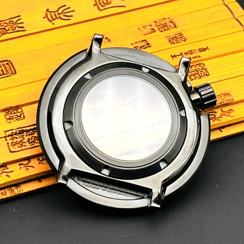 Matte Black-Gold Seiko Tuna Canned Watch Cases fits NH35 NH36 4R Movement Transparent Back Cover Gold Bezel NH35 Tuna Watch Case