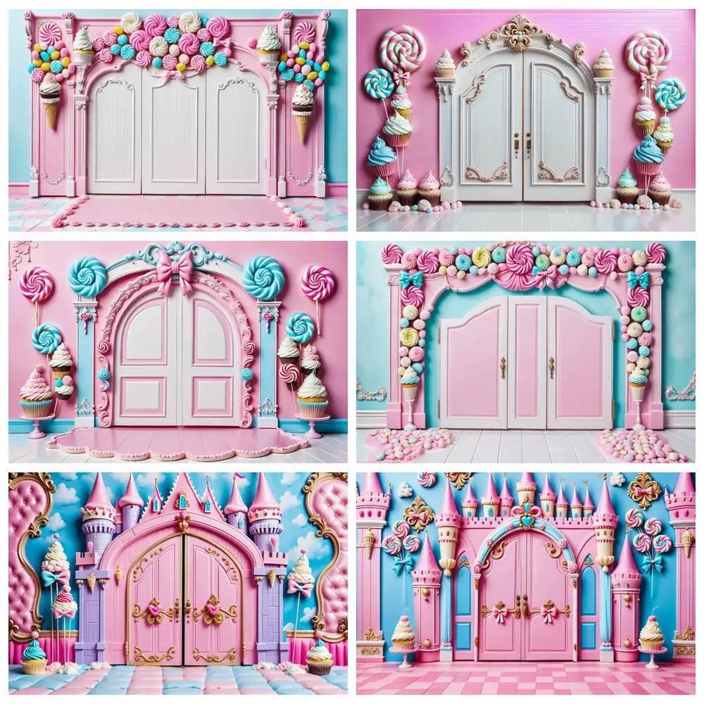 

MOON.QG Backdrop Princess Birthday Castle Shooting Props Baby Shower Candy Land Bar Party Photo Studio Photography Backgrounds