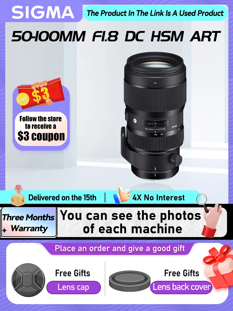 

Sigma 50-100mm F1.8 DC HSM Art APS-C Telephoto Digital SLR Zoom Camera Lens for Canon 6D II 5D IV Nikon D850 50 100 1.8 (Used)