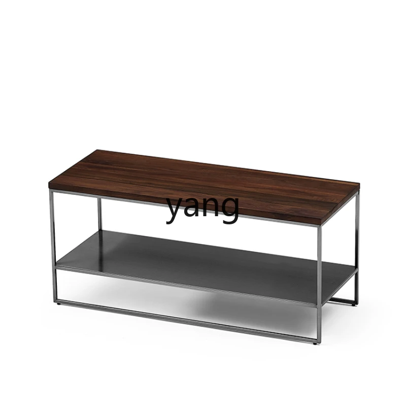 

LXL Living Room Silent Wind Sofa Side Table Black Walnut Small Square Table Solid Wood Corner Table