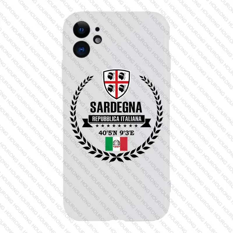 Italy Sardegna Coat Arms Flag Map Cover Case for iPhone 16 15 14 Pro Max 13 12 11 Mini X XS XR 7 8 6S Plus SE