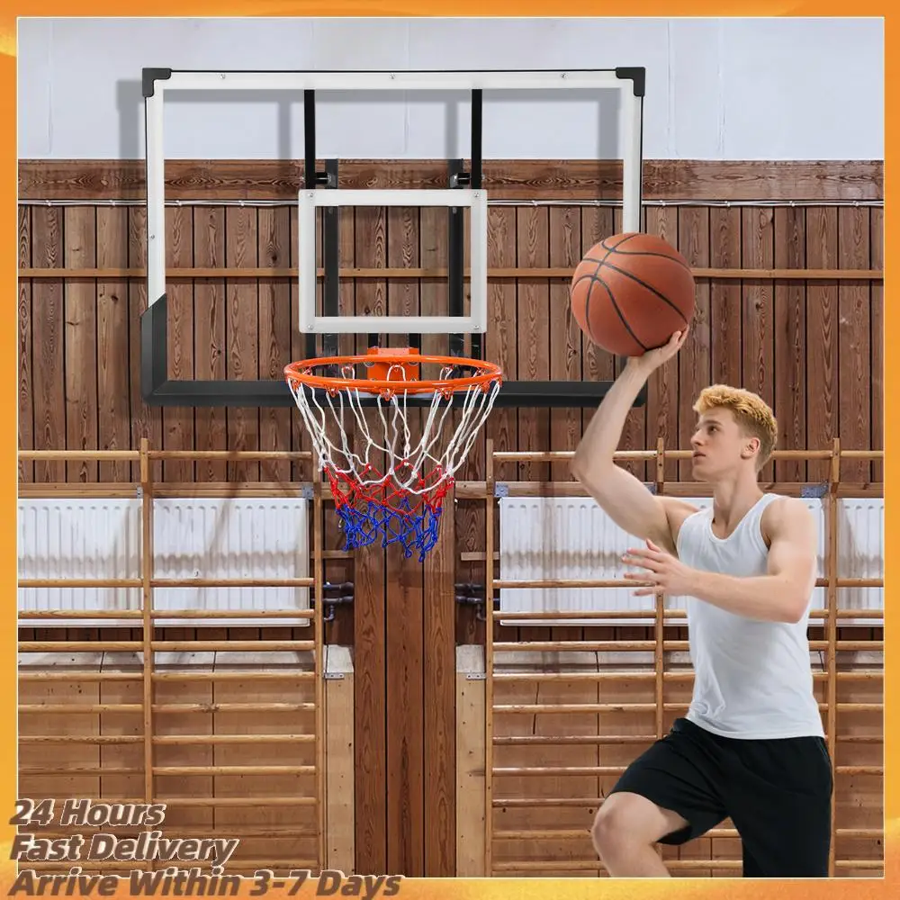 

47" Wall Mount Basketball Goal System Polycarbonate Backboard Steel Rim for Indoor Outdoor Garage Driveway Home Basketball Game
