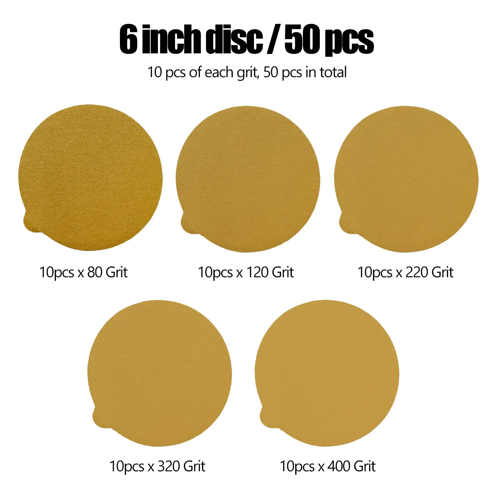 6 Inch Sanding Discs Assorted Grit Sticky Back Sandpaper Round Self Adhesive Sand Paper for Woodworking Metal Painting