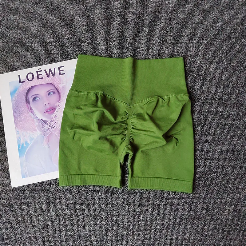 Pfirsichfarbene Fitness-Shorts für Damen, Sport-Shorts zur Po-Hebung, Yoga-Shorts für die Hüften, hochtaillierte, hochelastische Leggings, Outdoor-Anzug – Detail 7