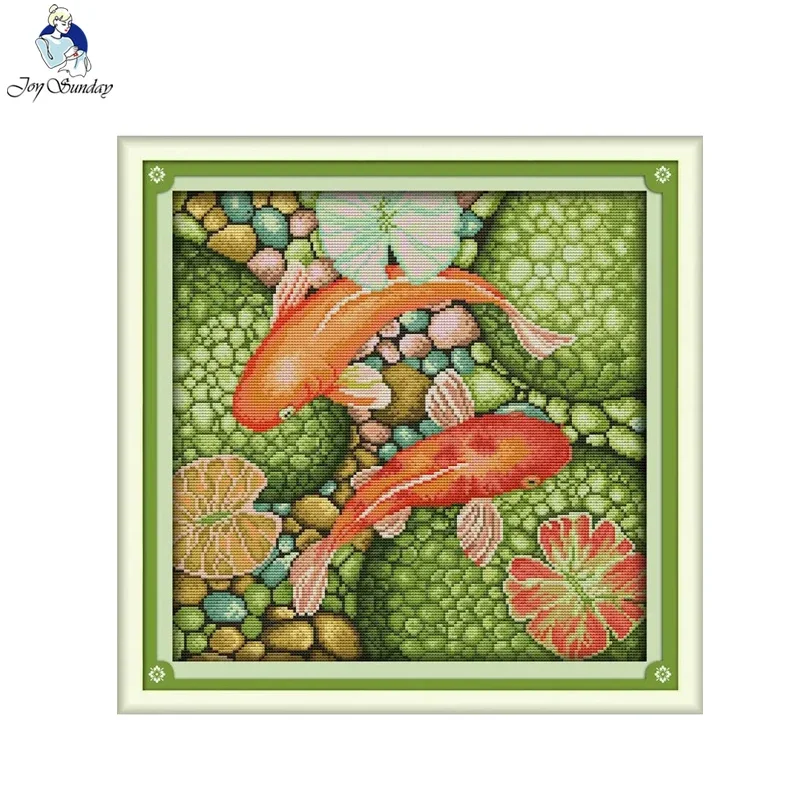 

Набор для вышивки крестом Joy Sunday The Red Carp HD Pattern, набор игл для вышивания своими руками, счетный печатный холст, нить DMC, Aida 16/14/11CT