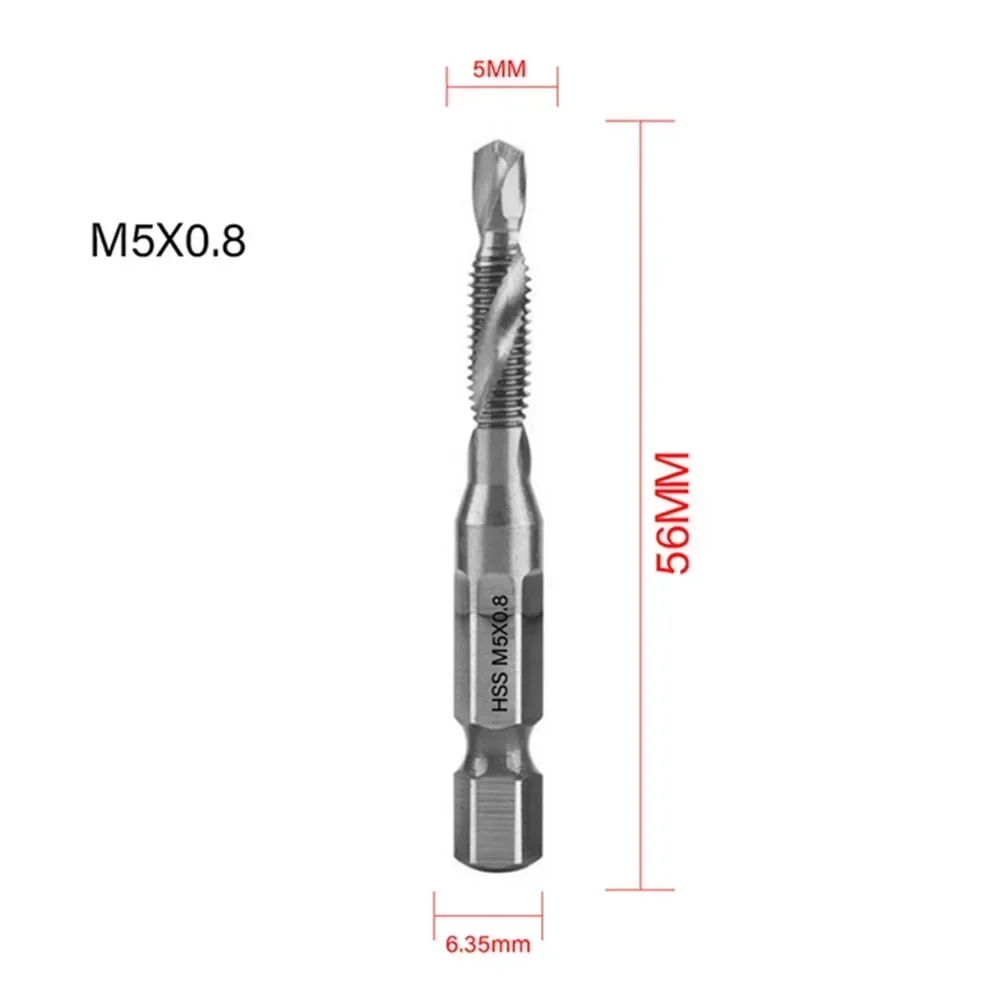 5 uds brocas de grifo HSS broca de rosca máquina de tornillo grifo compuesto herramienta hexagonal de cambio rápido M5 M6 M8 M10 herramientas manuales